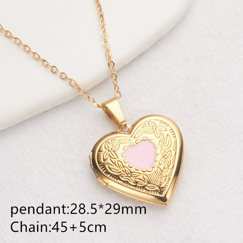Opening Heart Photo Locket Necklace for Women
