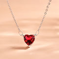 Red Heart Cubic Zirconia Pendant Necklace for Women