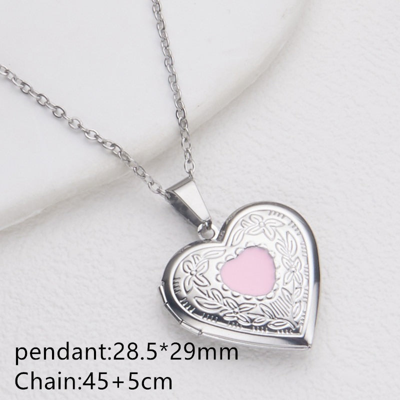 Opening Heart Photo Locket Necklace for Women