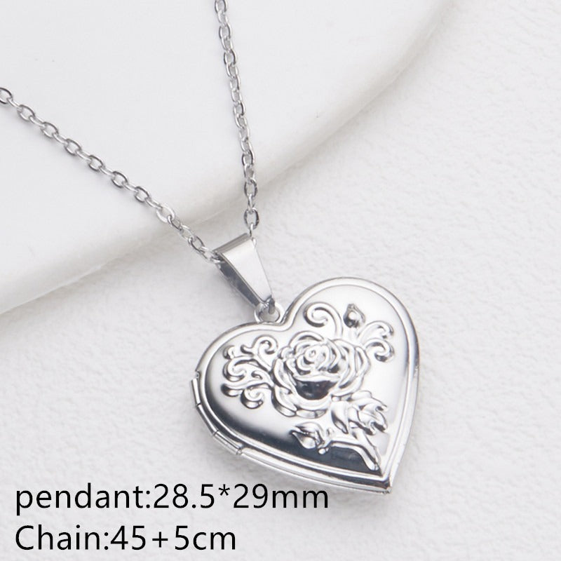 Opening Heart Photo Locket Necklace for Women