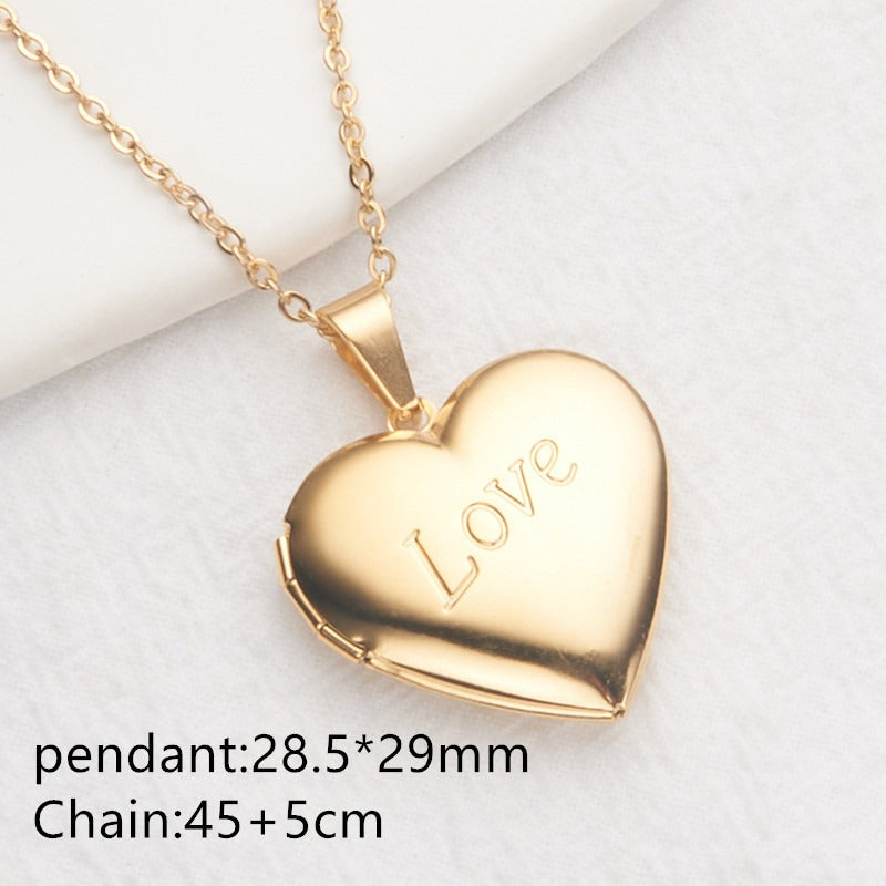 Opening Heart Photo Locket Necklace for Women