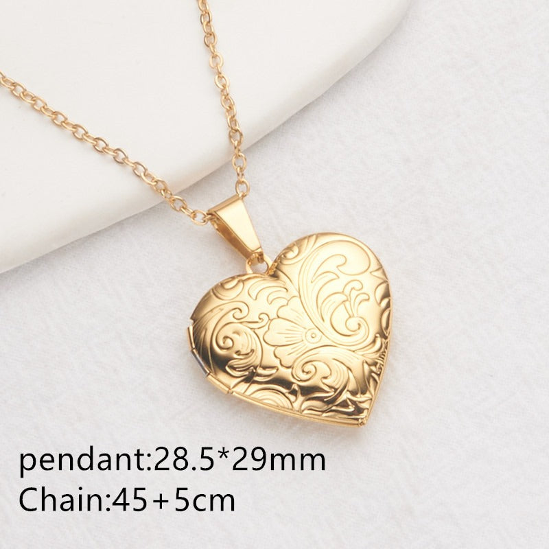 Opening Heart Photo Locket Necklace for Women