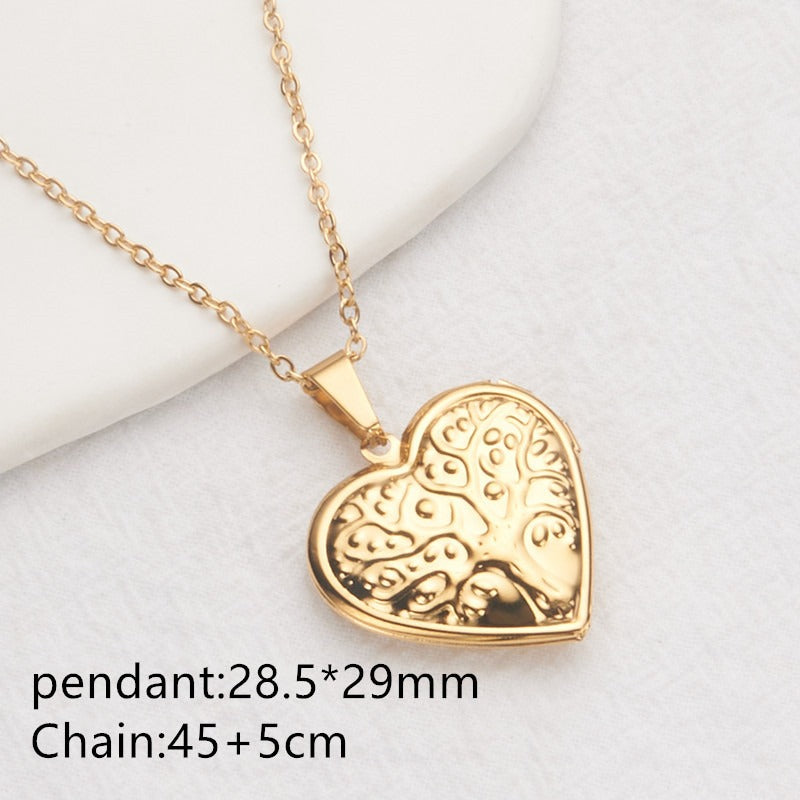 Opening Heart Photo Locket Necklace for Women
