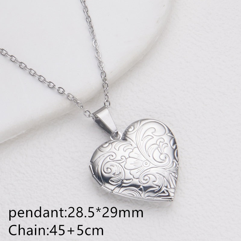 Opening Heart Photo Locket Necklace for Women