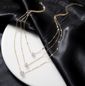 Triple Layer Crystal Necklace for Women | Water Drop, Star & Heart Pendant