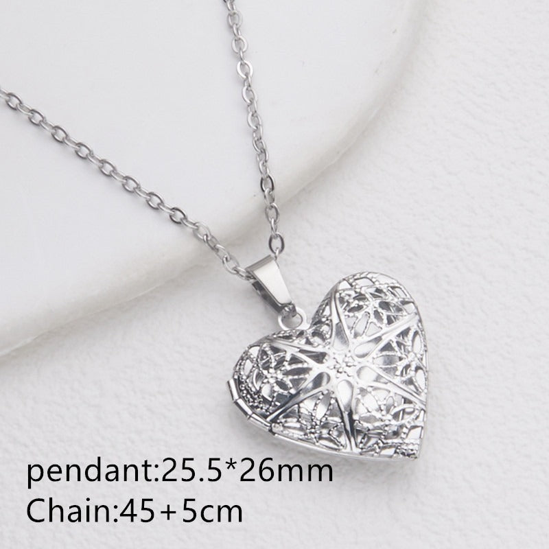 Opening Heart Photo Locket Necklace for Women