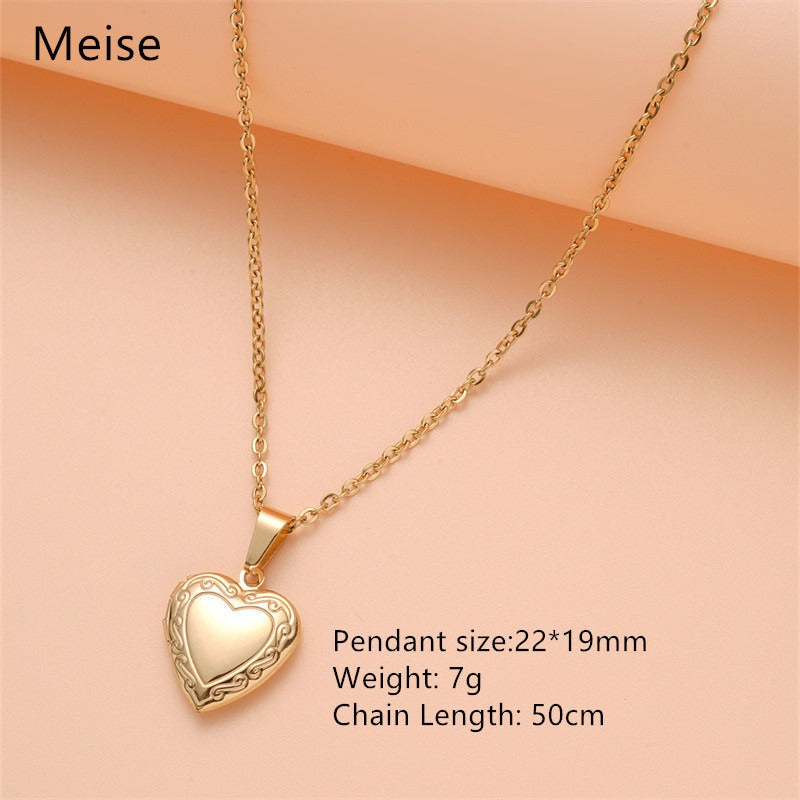 Opening Heart Photo Locket Necklace for Women