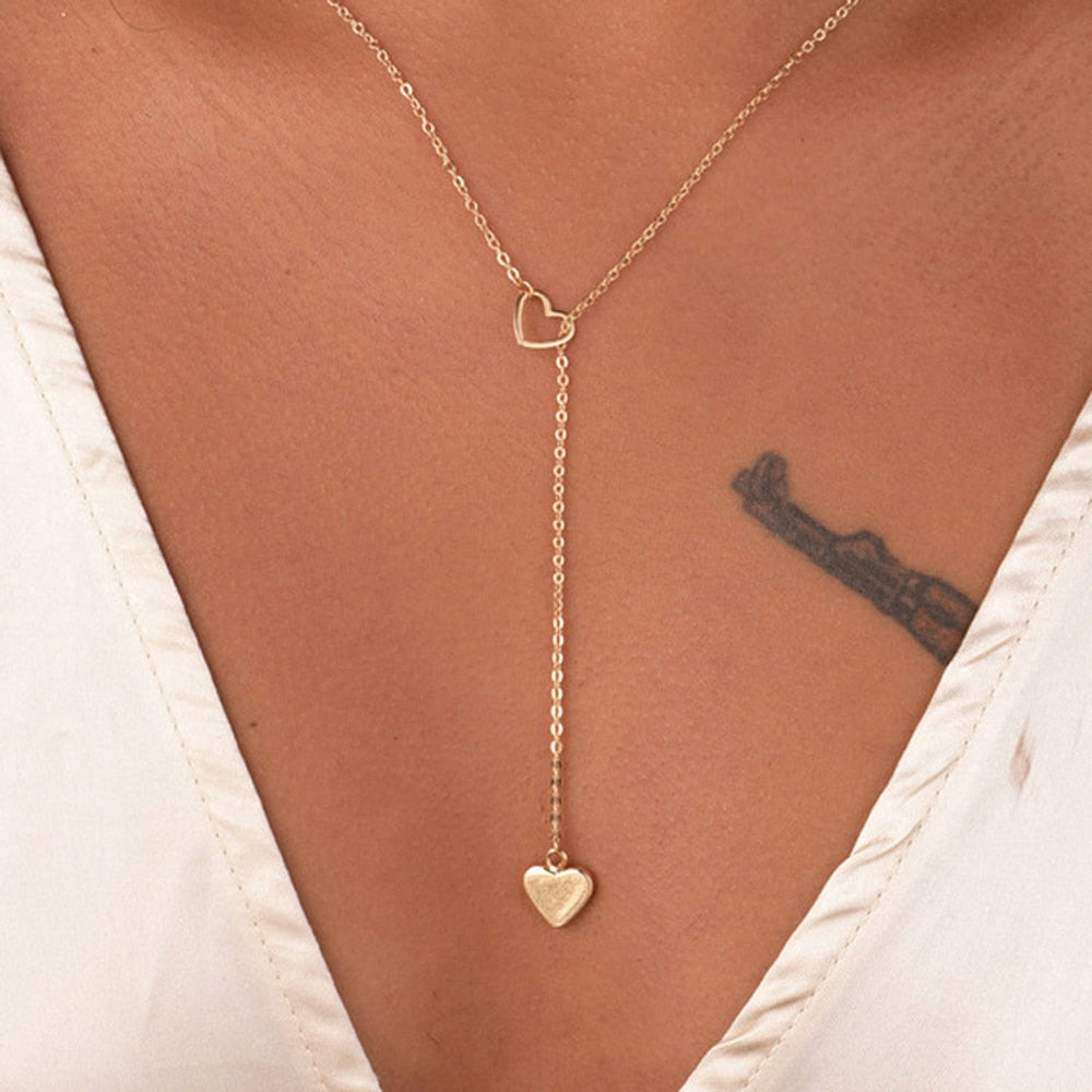 Heart Chain Link Necklace for Women | Trendy Copper Pendant