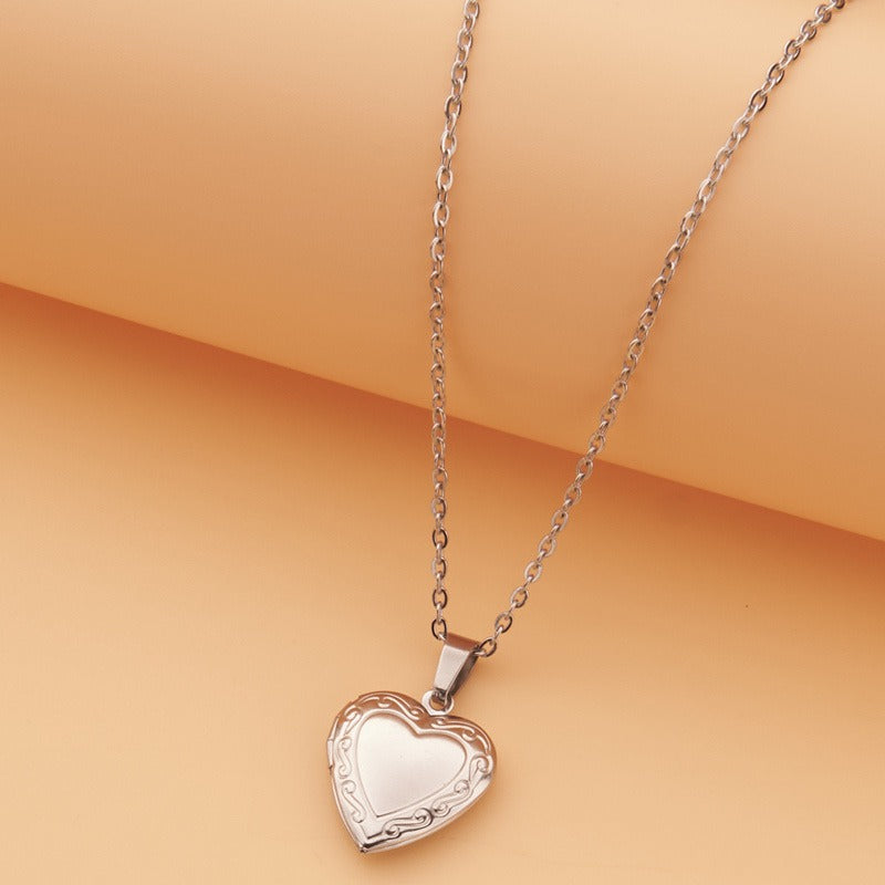 Opening Heart Photo Locket Necklace for Women
