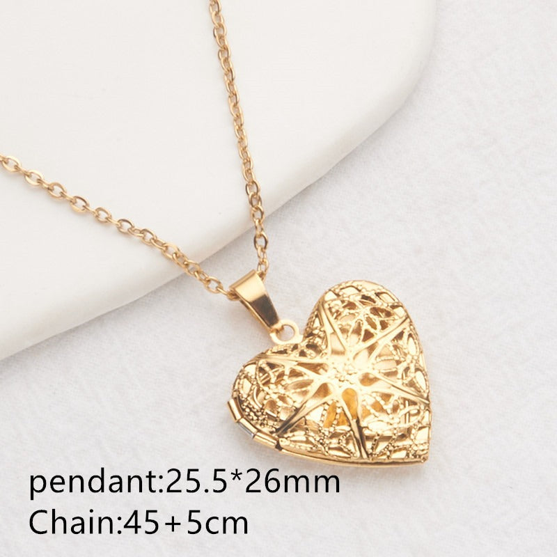 Opening Heart Photo Locket Necklace for Women
