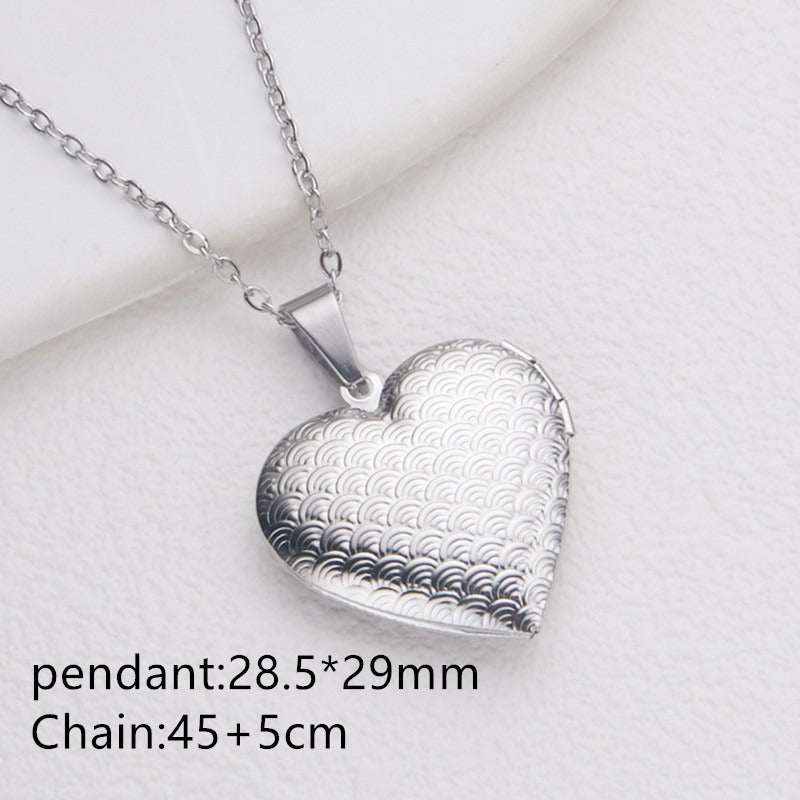 Opening Heart Photo Locket Necklace for Women