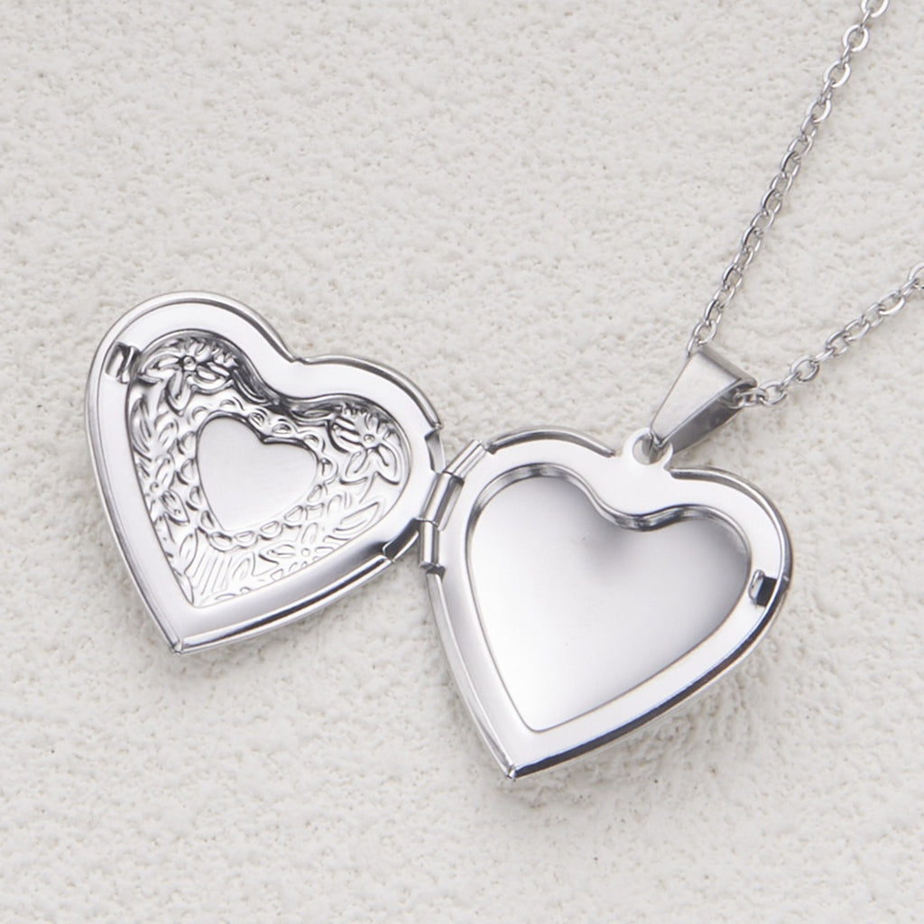 Opening Heart Photo Locket Necklace for Women