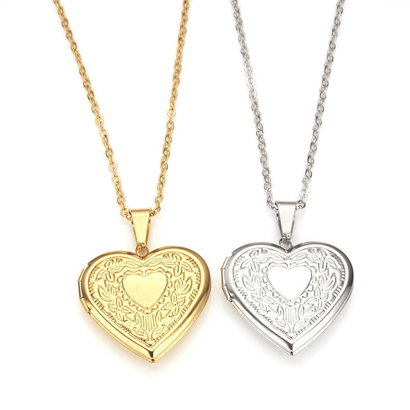 Opening Heart Photo Locket Necklace for Women