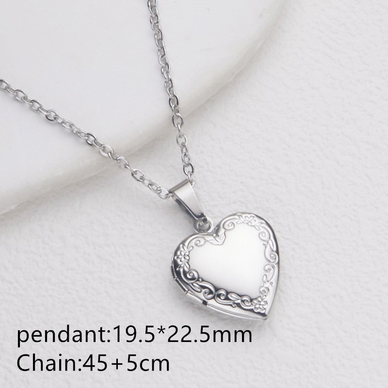 Opening Heart Photo Locket Necklace for Women