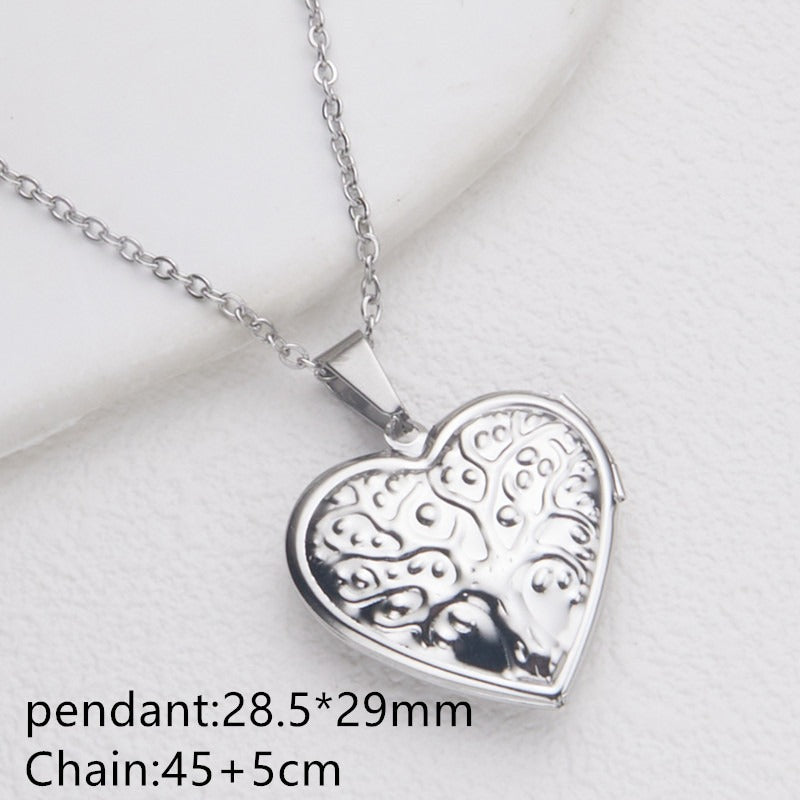 Opening Heart Photo Locket Necklace for Women