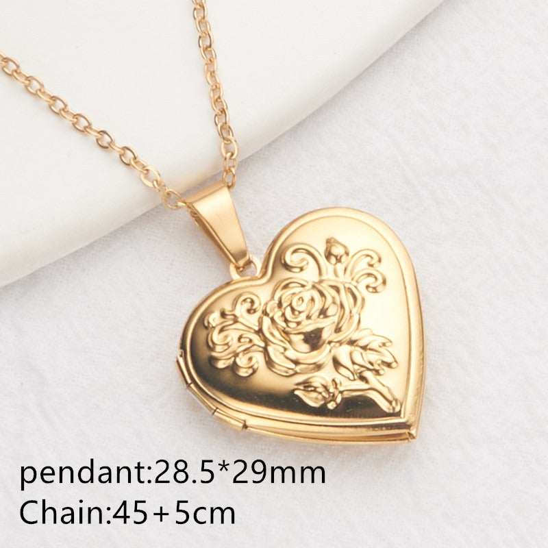Opening Heart Photo Locket Necklace for Women