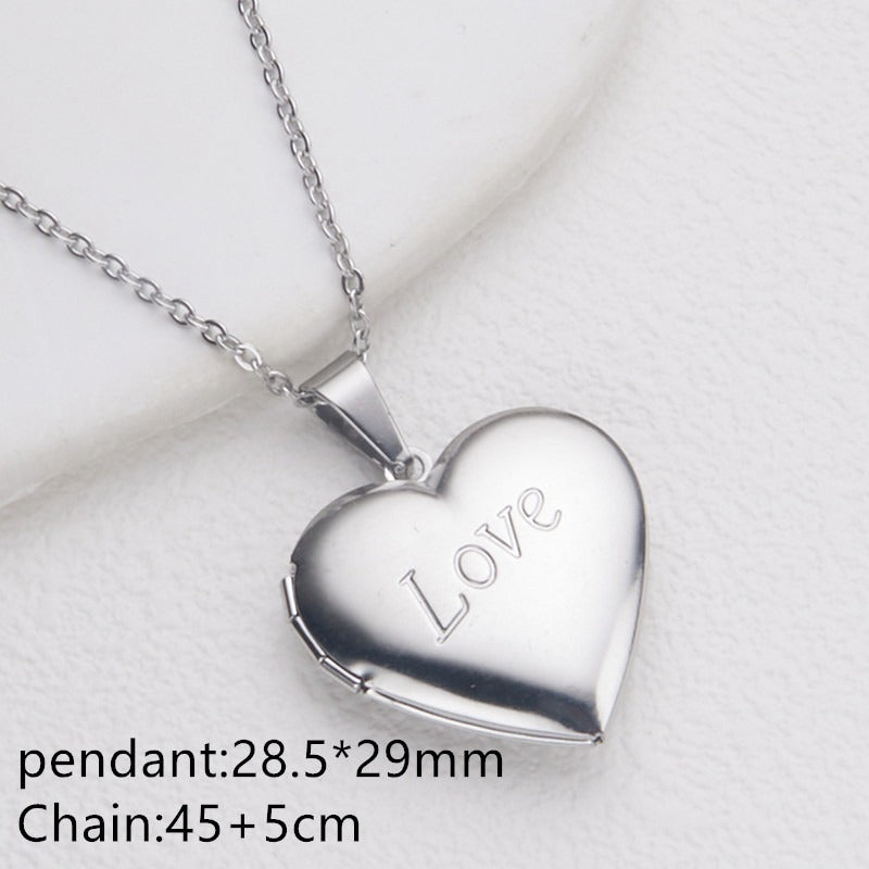 Opening Heart Photo Locket Necklace for Women