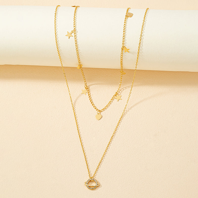 Artificial Rhinestones 14K Gold Plated Women's Layered Necklaces