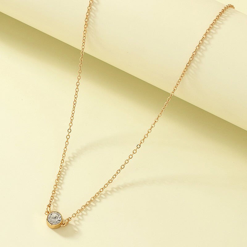 Shiny Solid Color Alloy Plating Inlay Zircon Gold Plated Women's Necklace