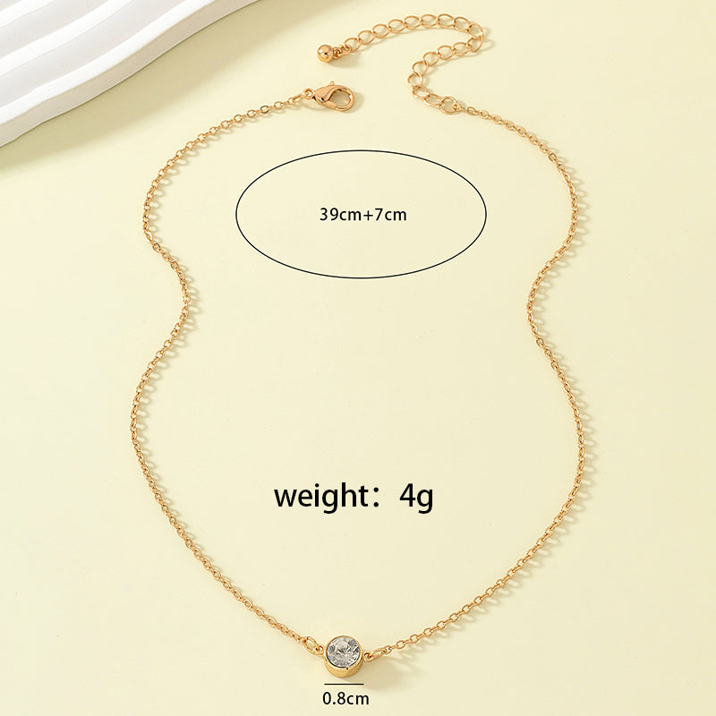 Shiny Solid Color Alloy Plating Inlay Zircon Gold Plated Women's Necklace