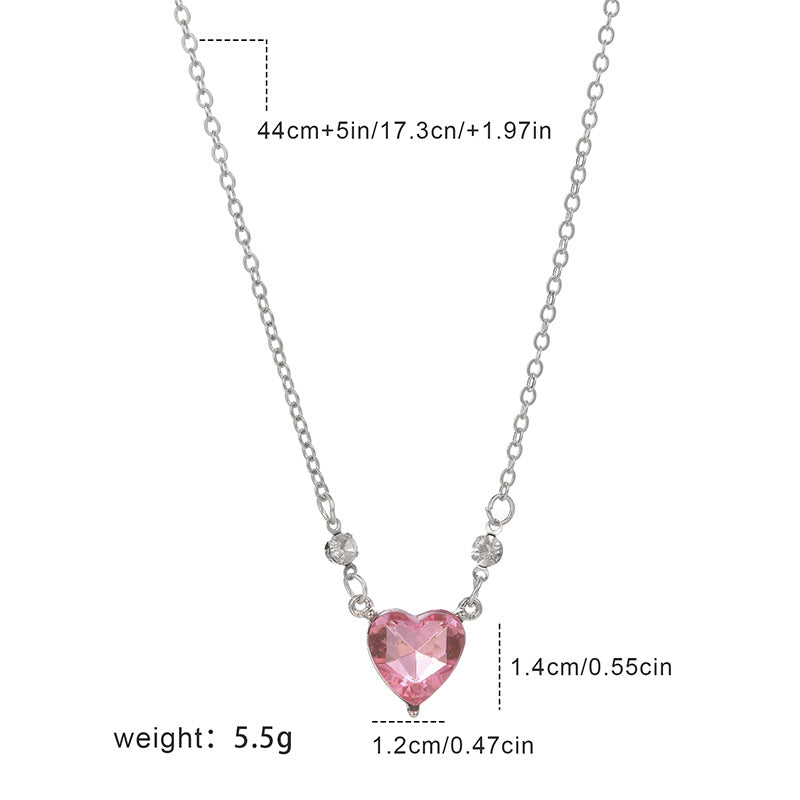 Heart Shape Alloy Inlay Artificial Gemstones Women's Pendant Necklace