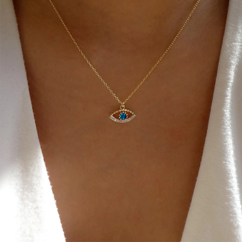 Commute Eye Alloy Inlay Artificial Gemstones Women's Pendant Necklace