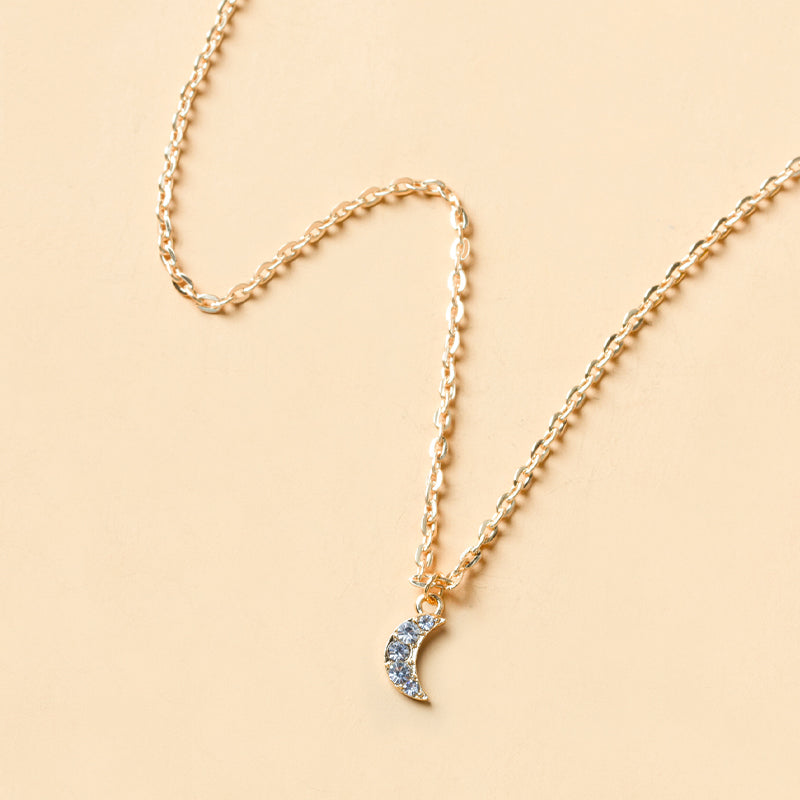 Simple Style Shiny Moon Alloy Inlay Rhinestones Women's Pendant Necklace
